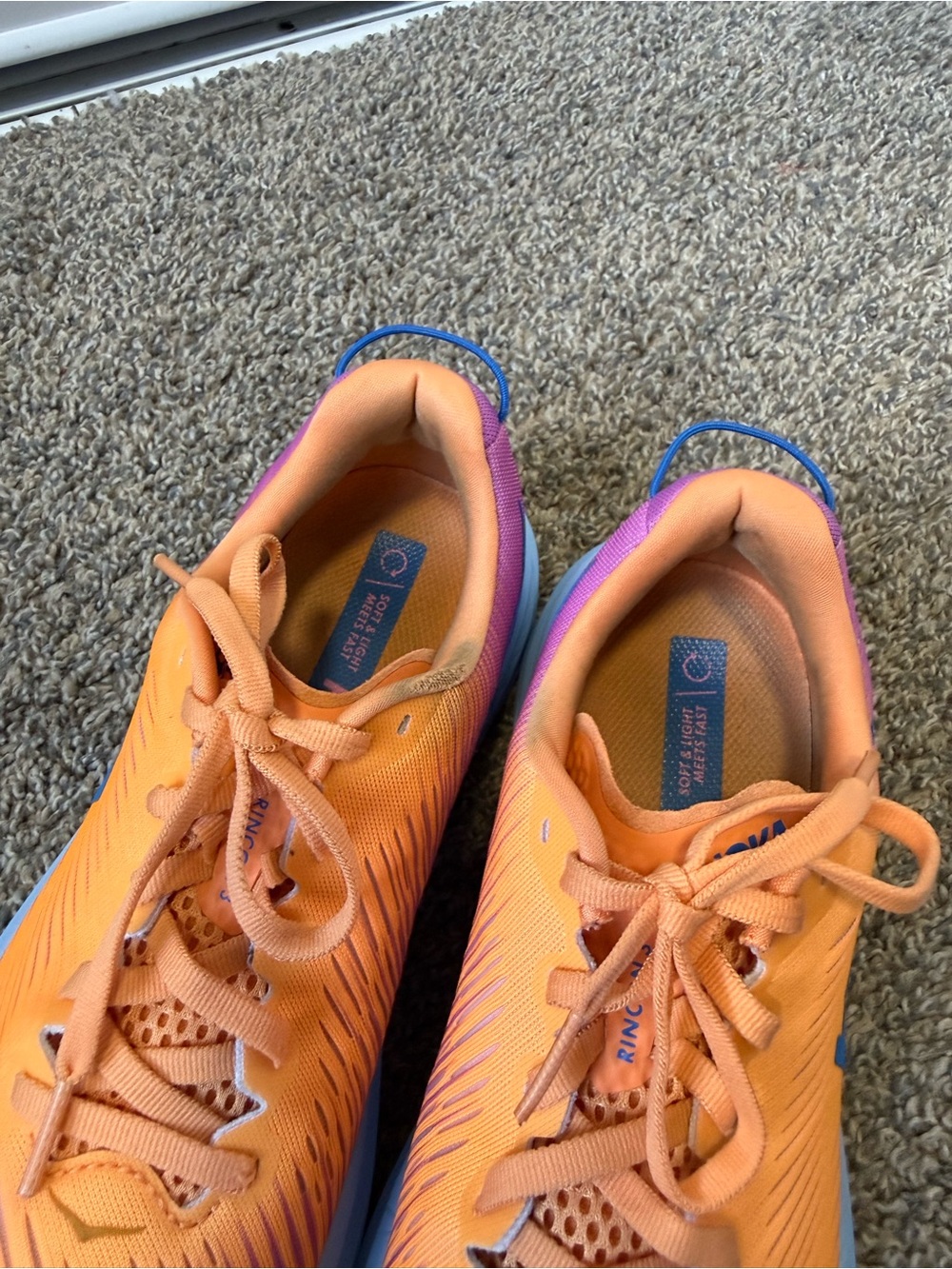 Hoka rincon 3 size 7.5D women’s Orange, Blue & Purple Athletic Sneakers - Picture 6 of 7
